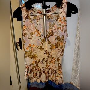 Rebecca Taylor sleeveless floral 100% silk top size 8